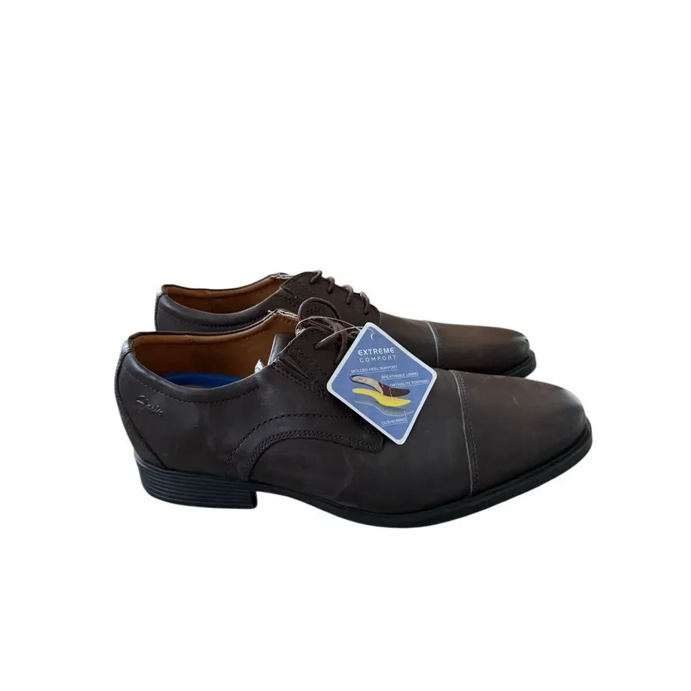 Clarks Whiddon Cap Toe Oxfords Dress Shoes‎ Lace Up in Brown Size 9H